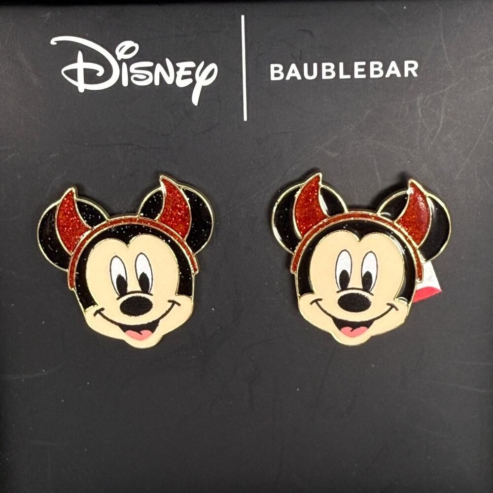 BaubleBar x Disney Mickey Mouse Devil Halloween Earrings NIB